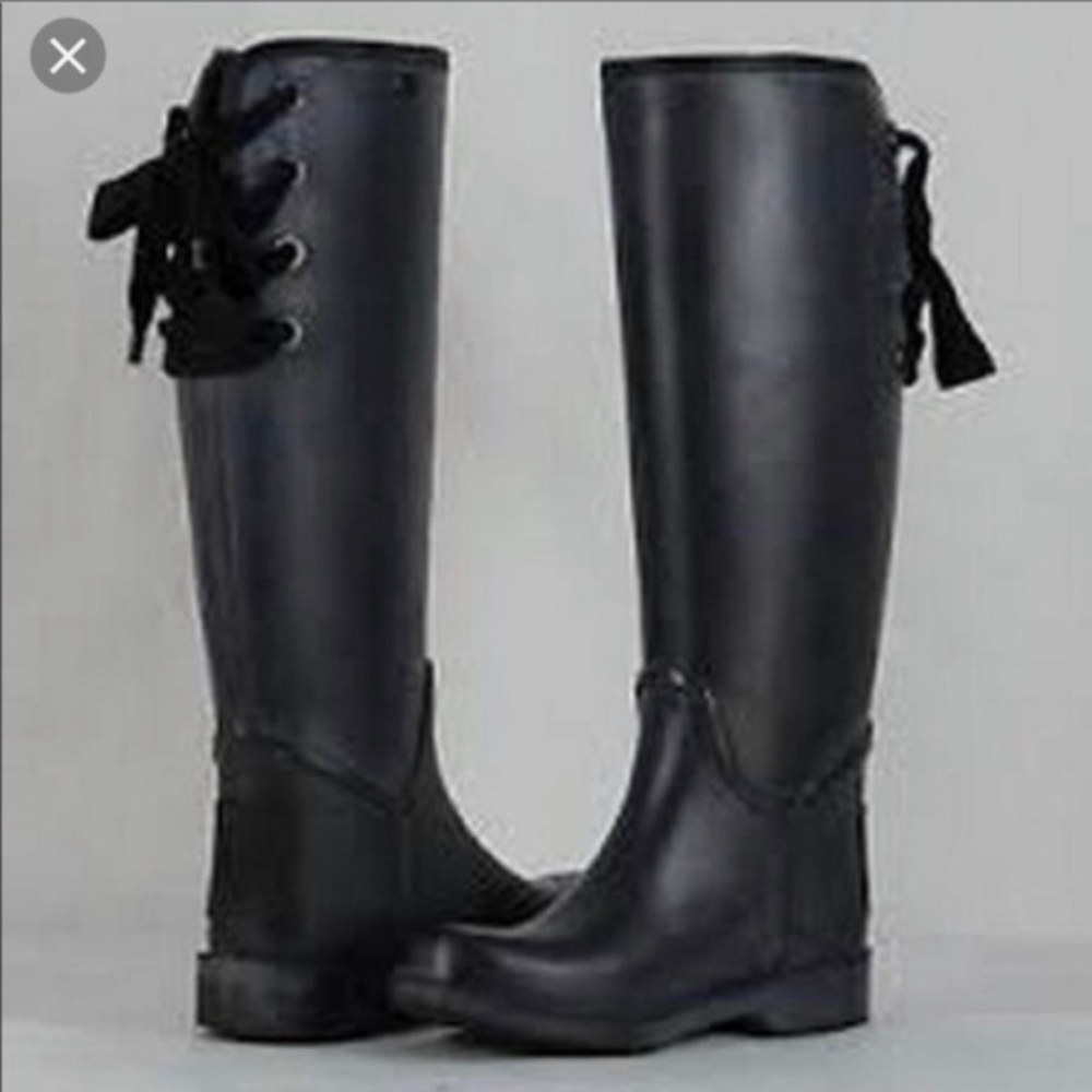 Coach Tristee Matte Black Rubber Rain Boots Size 8 - Picture 3 of 16
